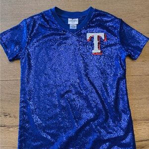 Texas Rangers Blue Sequin Kids Tee
